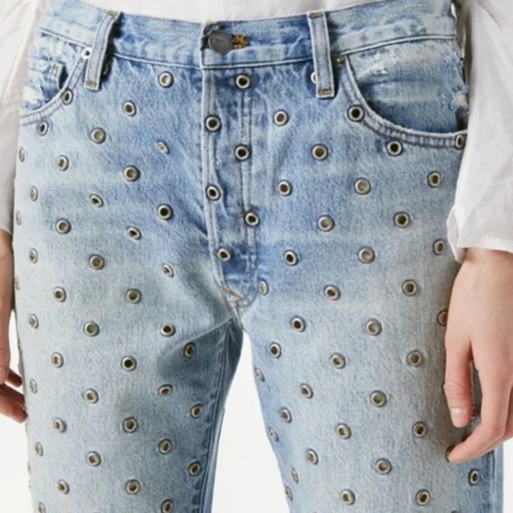 FRAME Le Slouch Crop All Over Grommet Fitzgerald | Womens Straight Size 32 - Picture 5 of 6